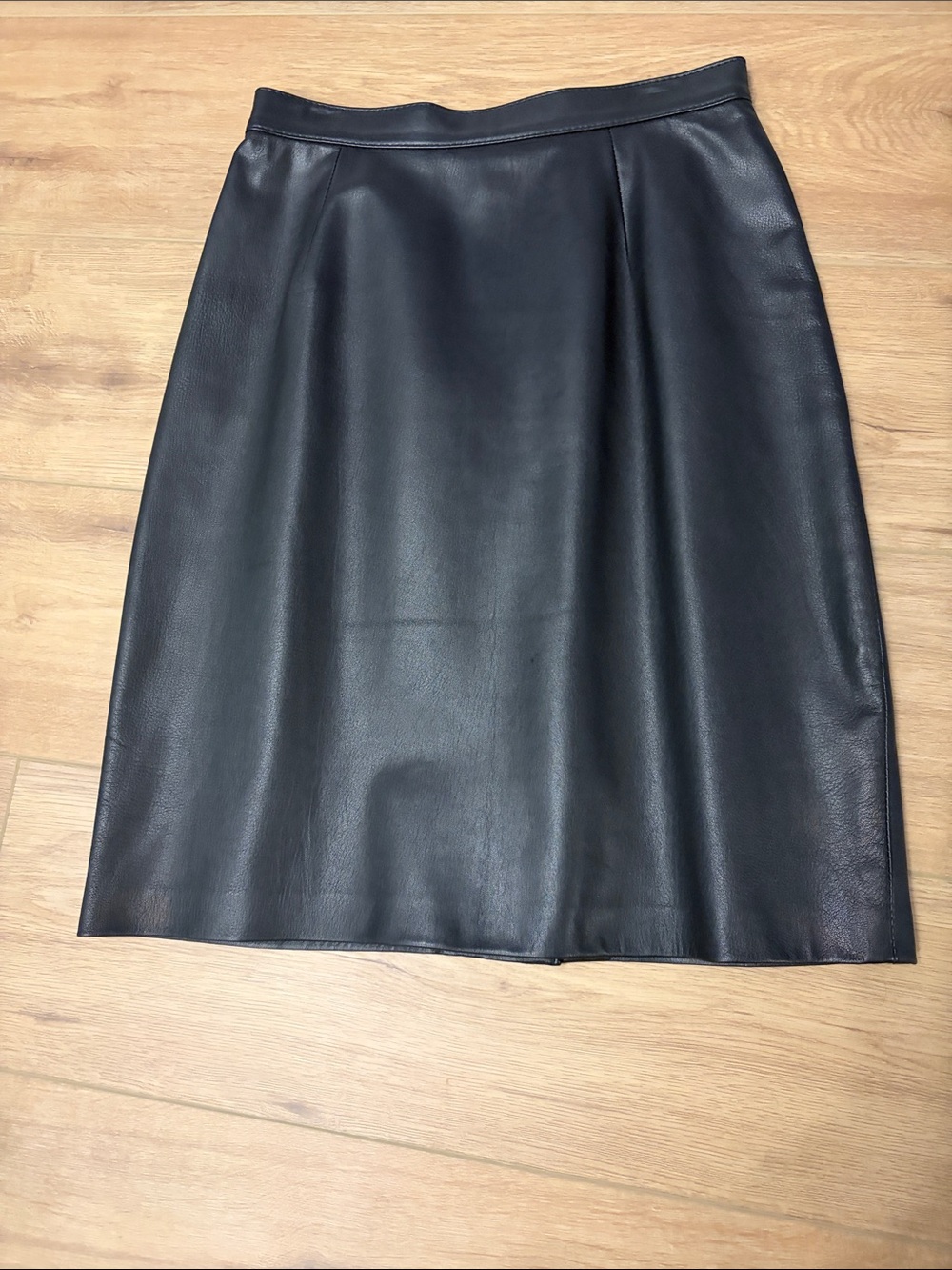 Classic Black Leather A-Line Skirt